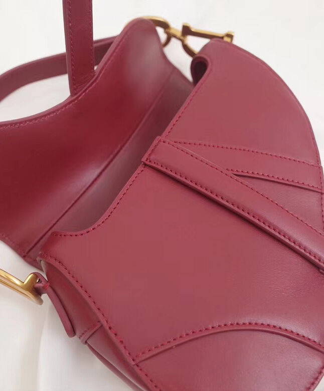 Christian Dior Mini Saddle Calfskin Bag Red